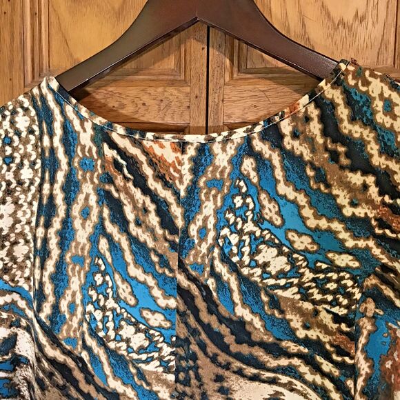 Dress Barn Turquoise Beaded Boho Asymetric Hem Tunic Women's 18/20 Stretch Top - Picture 11 of 11